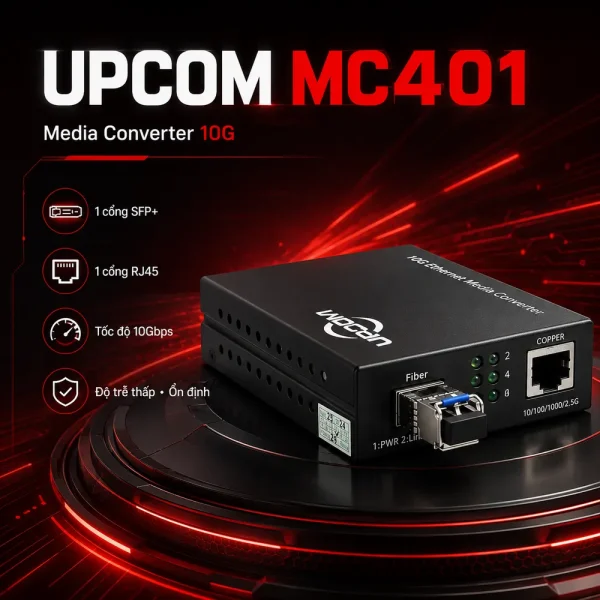 UPCOM MC401 Media Converter 10Gbps 1 cổng SFP + 1 cổng Rj45