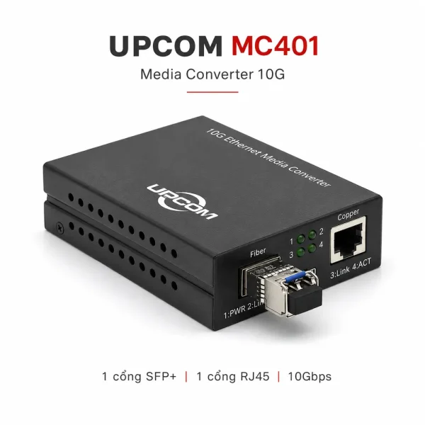 UPCOM MC401 Media Converter 10Gbps 1 cổng SFP + 1 cổng Rj45