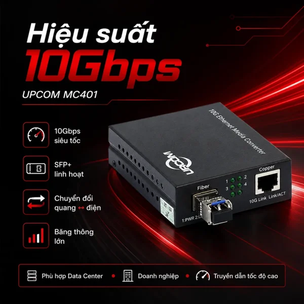 UPCOM MC401 Media Converter 10Gbps 1 cổng SFP + 1 cổng Rj45