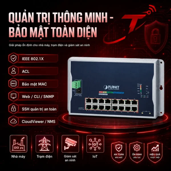 WGS-4215-16P2S Switch công nghiệp treo tường 16x1G PoE + 2x1G SFP