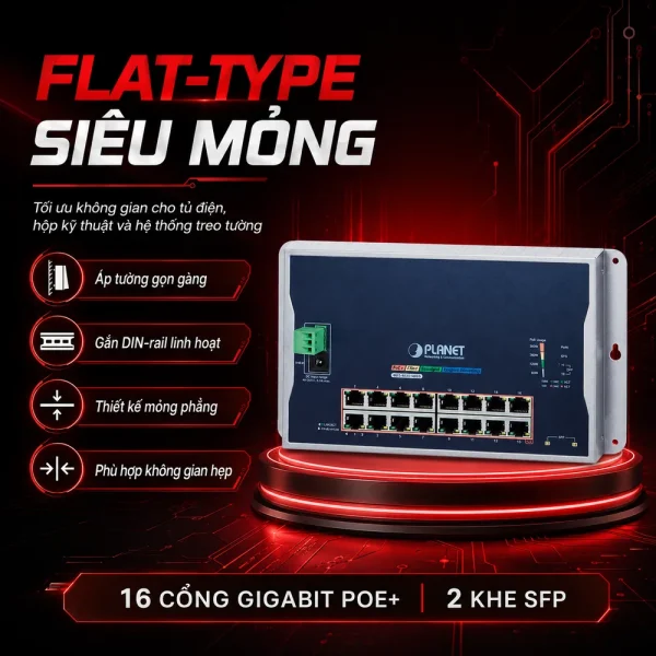 WGS-4215-16P2S Switch công nghiệp treo tường 16x1G PoE + 2x1G SFP