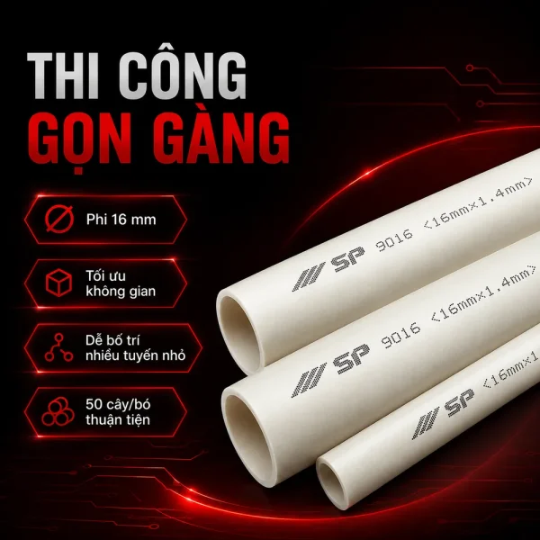 Ống nhựa cứng luồn dây điện Sino SP9016 50 cây/bó
