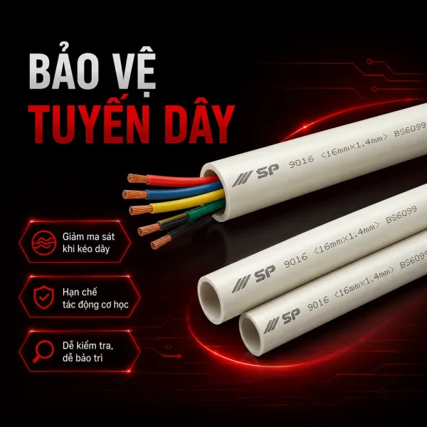 Ống nhựa cứng luồn dây điện Sino SP9016 50 cây/bó
