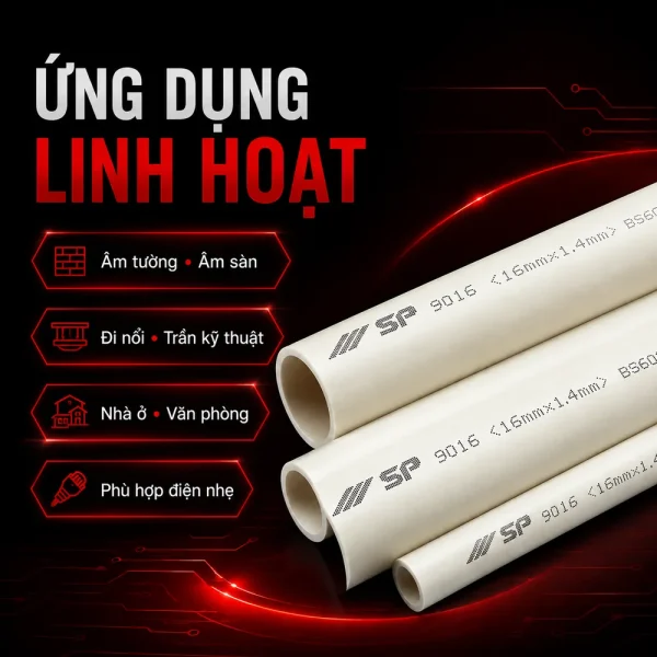 Ống nhựa cứng luồn dây điện Sino SP9016 50 cây/bó