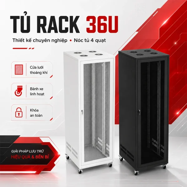 Thiết kế 4 quạt tủ rack 36U