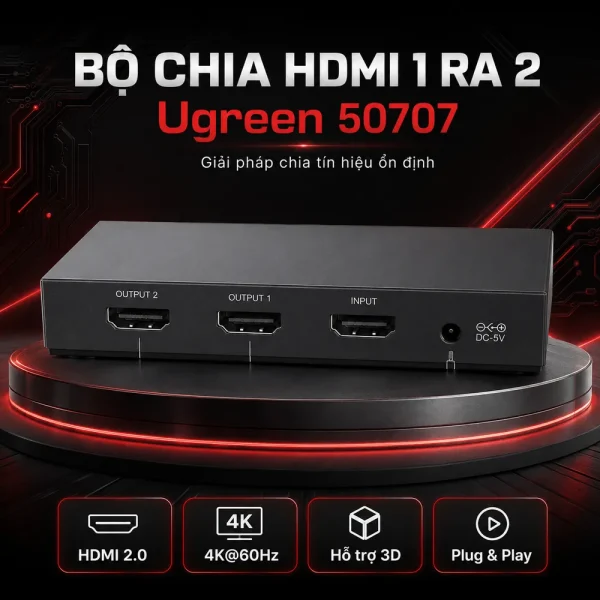 Bộ chia HDMI 1 ra 2 HDMI 2.0 hỗ trợ 2k 4k Ugreen 50707