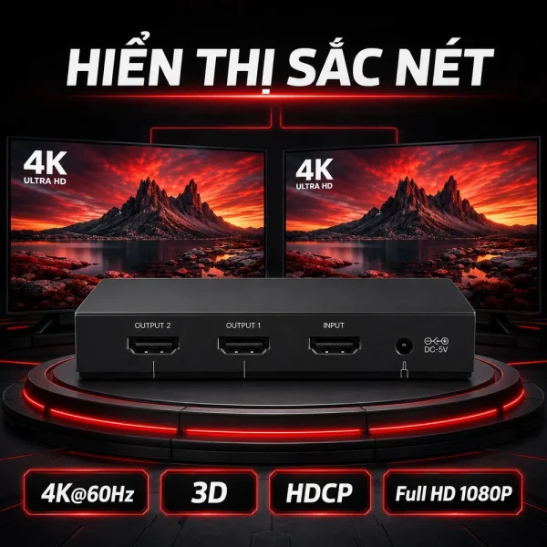 Bộ chia HDMI 1 ra 2 HDMI 2.0 hỗ trợ 2k 4k Ugreen 50707