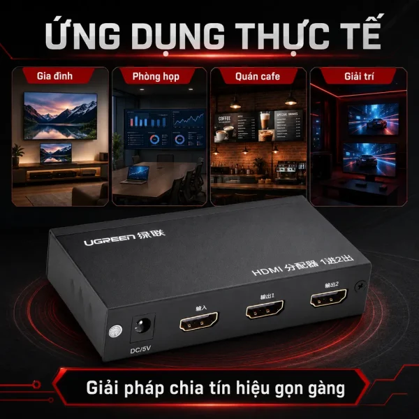 Bộ chia HDMI 1 ra 2 hỗ trợ phân giải FULL HD 40201