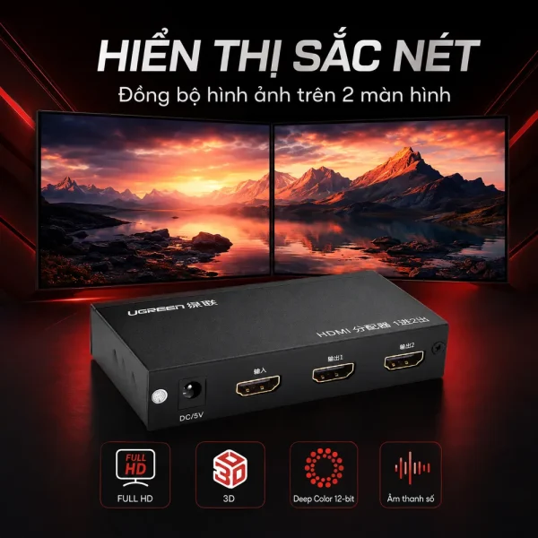 Bộ chia HDMI 1 ra 2 hỗ trợ phân giải FULL HD 40201