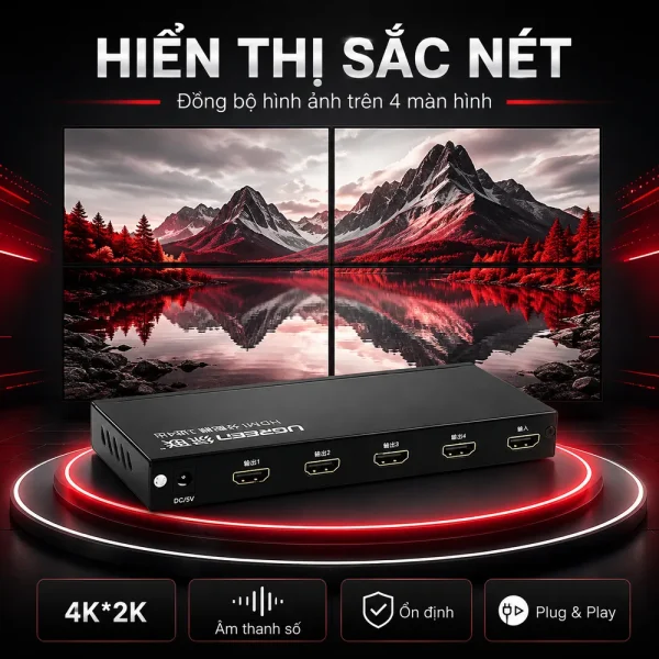 Bộ chia HDMI 1 ra 4 Ugreen Chính hãng 40202