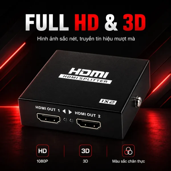 Bộ chia HDMI splitter 1 ra 2 chính hãng, chất lượng cao