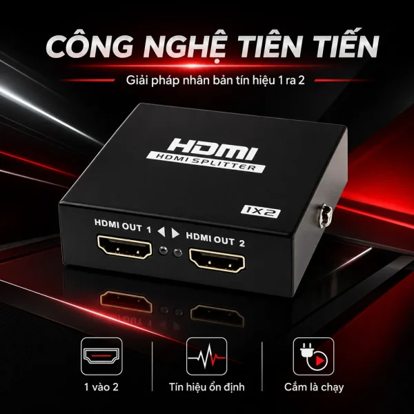 Bộ chia HDMI splitter 1 ra 2 chính hãng, chất lượng cao