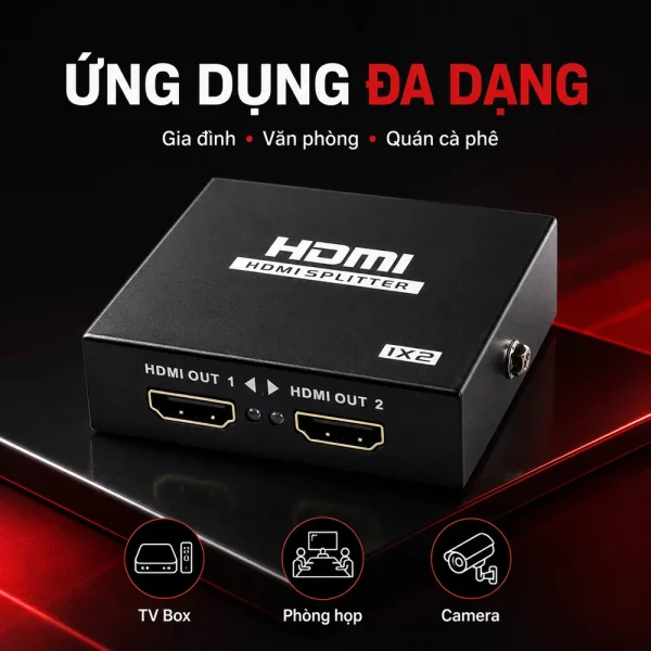 Bộ chia HDMI splitter 1 ra 2 chính hãng, chất lượng cao