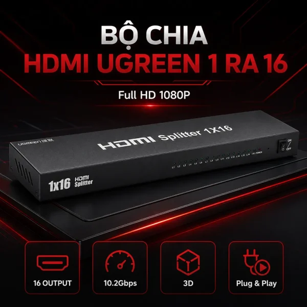 Bộ chia HDMI Ugeenn 16 cổng full HD 1080 40218