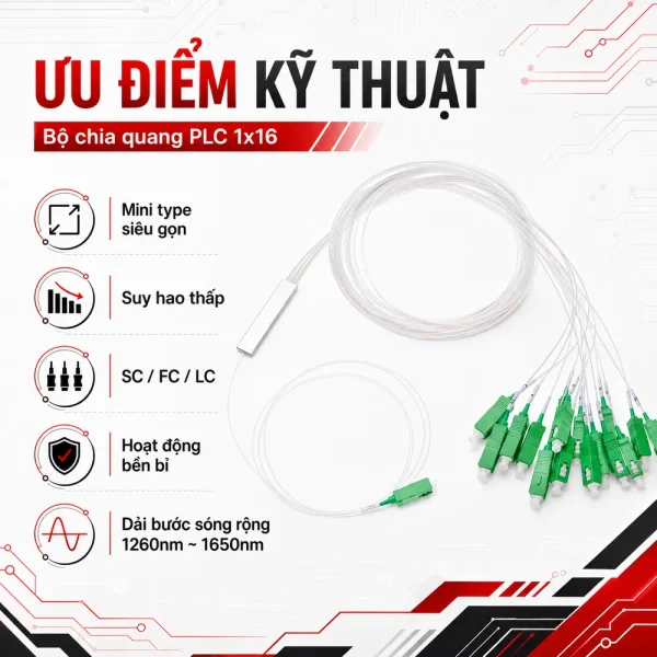 Bộ chia quang 1×16 – Optical Splitter PLC 1×16