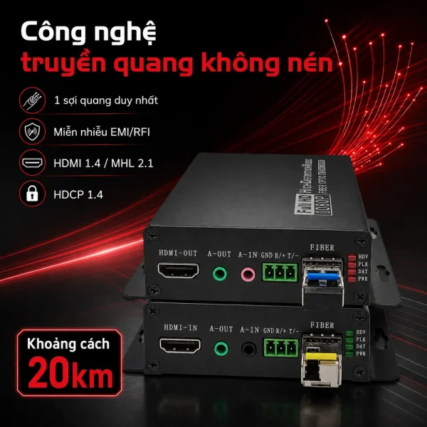 Bộ chuyển đổi BTON BT-HDMI316A/B-20 HDMI sang quang kèm AUDIO