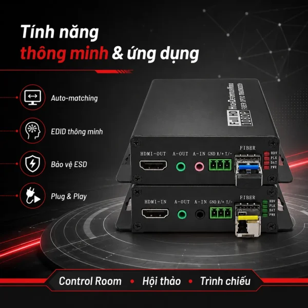 Bộ chuyển đổi BTON BT-HDMI316A/B-20 HDMI sang quang kèm AUDIO