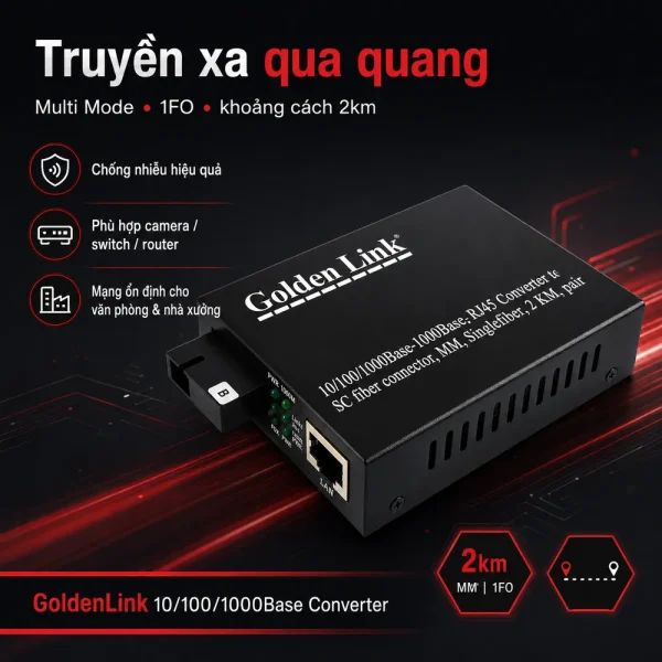 Bộ chuyển đổi quang điện Multi Mode 1FO GoldenLink