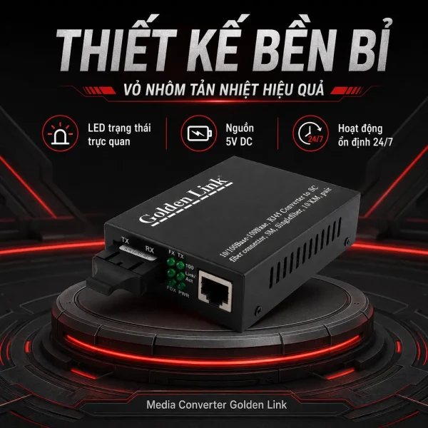 Bộ chuyển đổi quang điện Single mode 1FO Golden Link