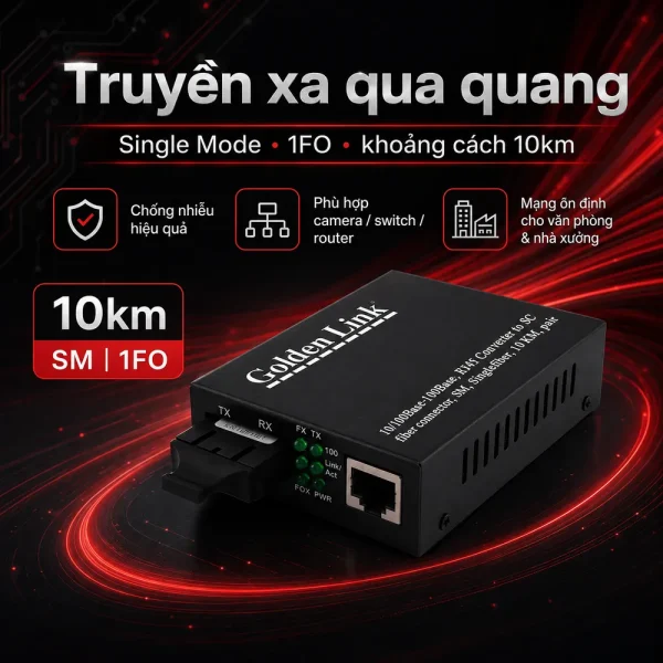 Bộ chuyển đổi quang điện Single mode 1FO Golden Link