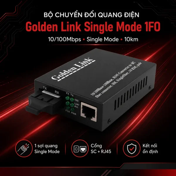 Bộ chuyển đổi quang điện Single mode 1FO Golden Link
