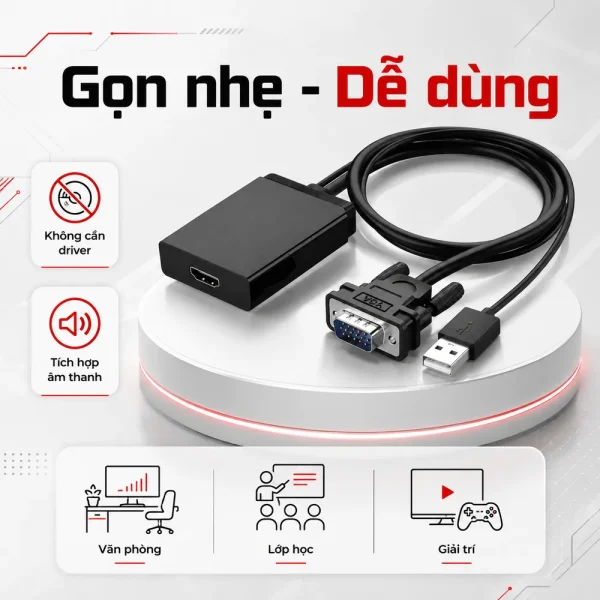 Bộ chuyển đổi VGA to HDMI + Audio Ugreen 40213