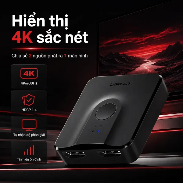 Bộ gộp HDMI 2 vào 1 ra Ugreen PN: 50966