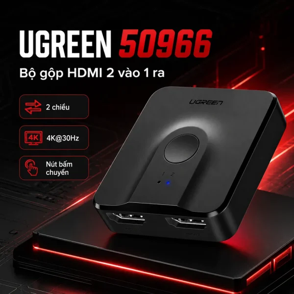 Bộ gộp HDMI 2 vào 1 ra Ugreen PN: 50966