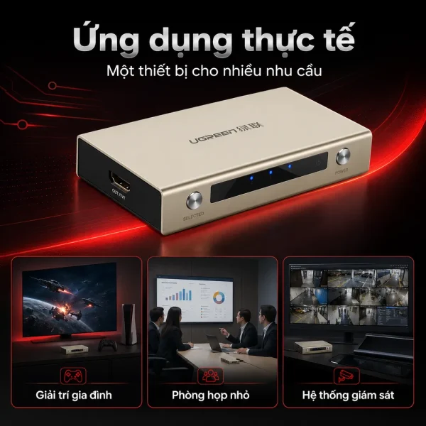 Bộ gộp HDMI 3 vào 1 ra hỗ trợ 3D 4K Ugreen cao cấp 40278