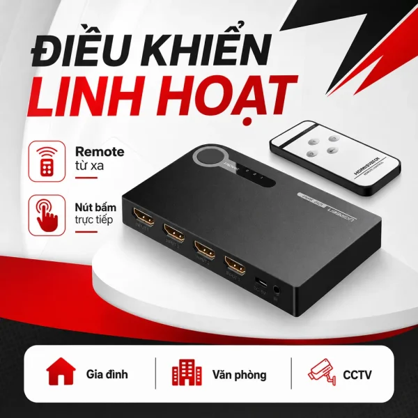 Bộ gộp HDMI 3 vào 1 ra Ugreen 40234