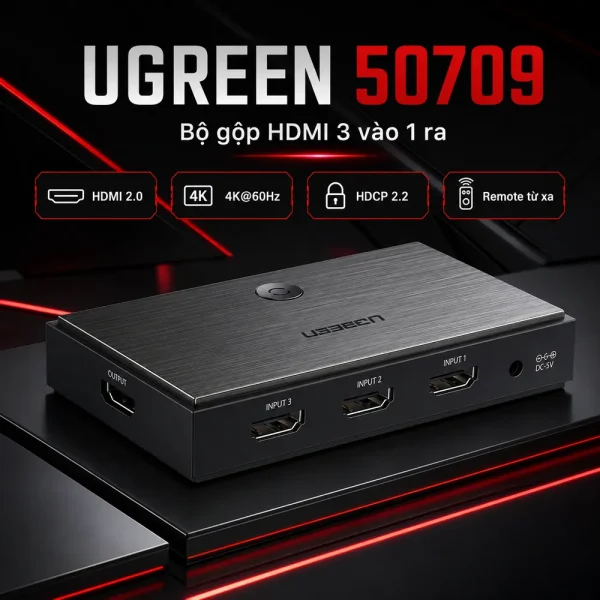 Bộ gộp HDMI 3 vào 1 ra Ugreen PN: 50709