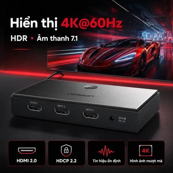 Bộ gộp HDMI 3 vào 1 ra Ugreen PN: 50709
