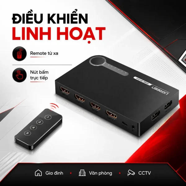 Bộ gộp HDMI 5 vào 1 ra Ugreen FullHD 1080p 40205
