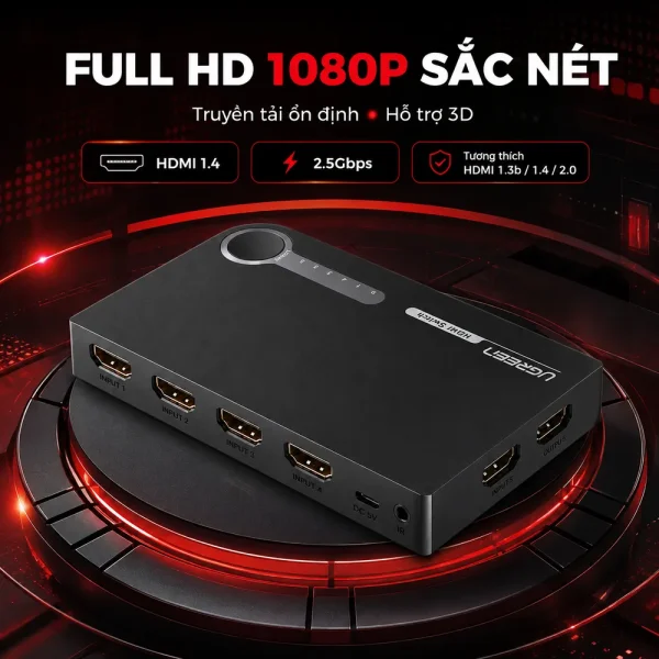 Bộ gộp HDMI 5 vào 1 ra Ugreen FullHD 1080p 40205
