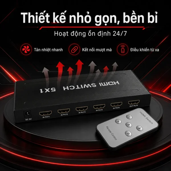 Bộ gộp HDMI Splitter 5 vào 1 ra chất lượng cao