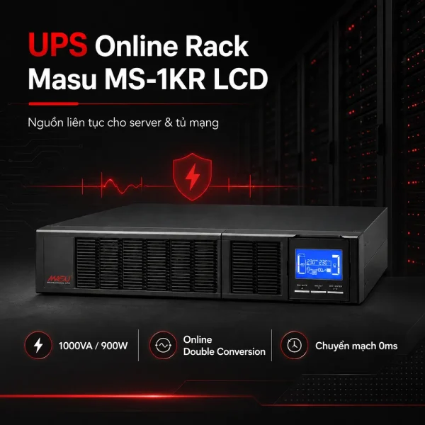 Bộ lưu điện UPS Online Rack Masu MS-1KR LCD
