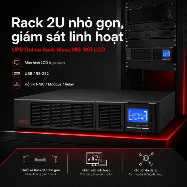 Bộ lưu điện UPS Online Rack Masu MS-1KR LCD
