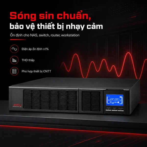 Bộ lưu điện UPS Online Rack Masu MS-1KR LCD
