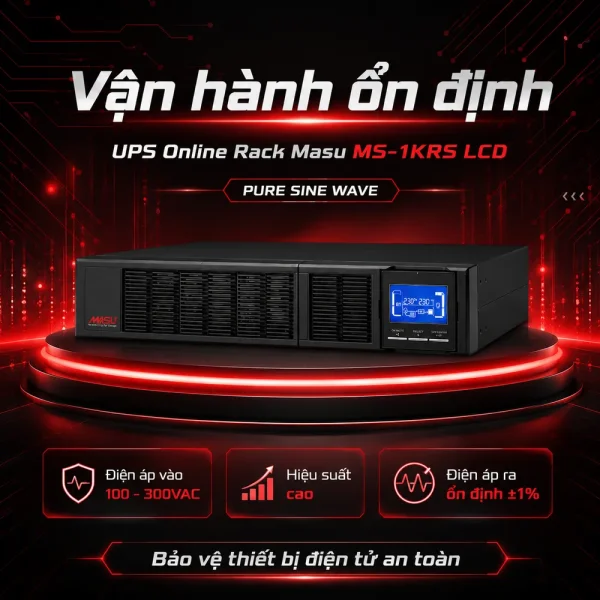 Bộ lưu điện UPS Online Rack Masu MS-1KRS LCD