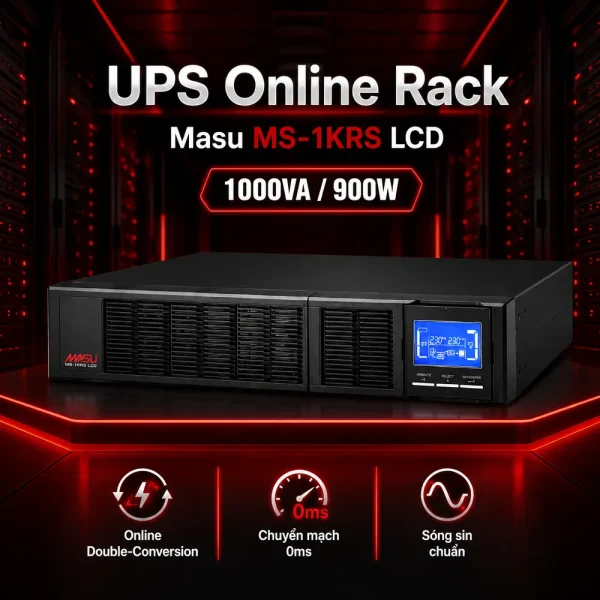 Bộ lưu điện UPS Online Rack Masu MS-1KRS LCD