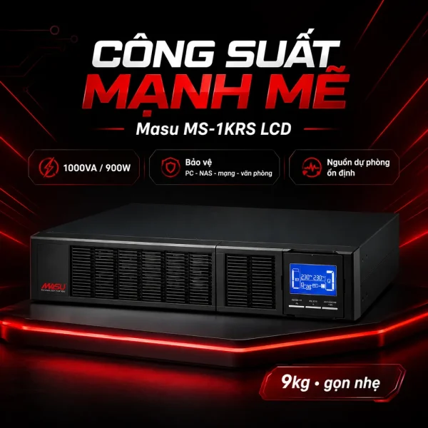 Bộ lưu điện UPS Online Rack Masu MS-1KRS LCD