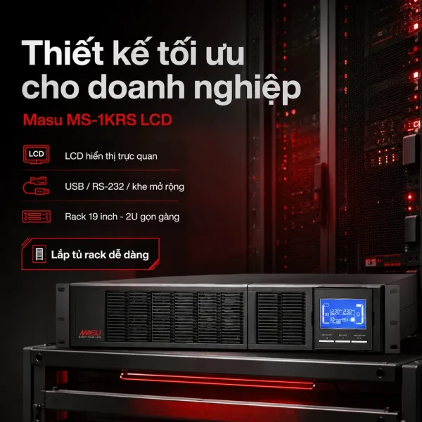 Bộ lưu điện UPS Online Rack Masu MS-1KRS LCD