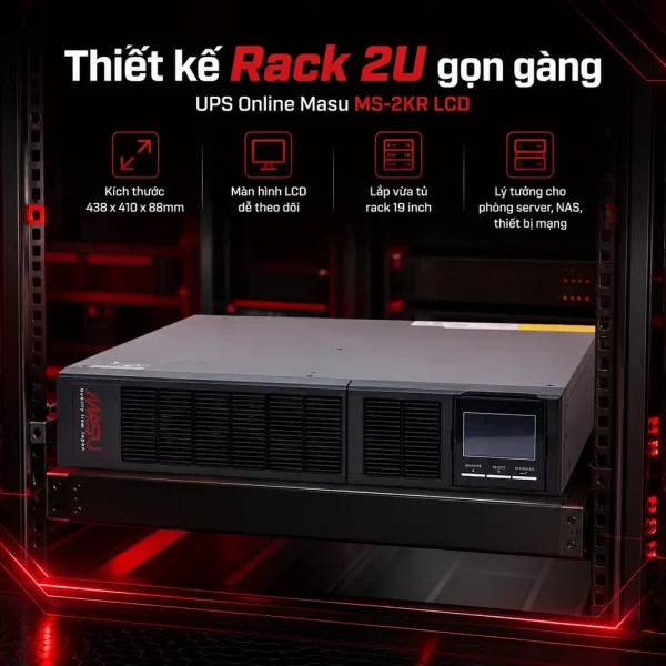 Bộ lưu điện UPS Online Rack Masu MS-2KR LCD