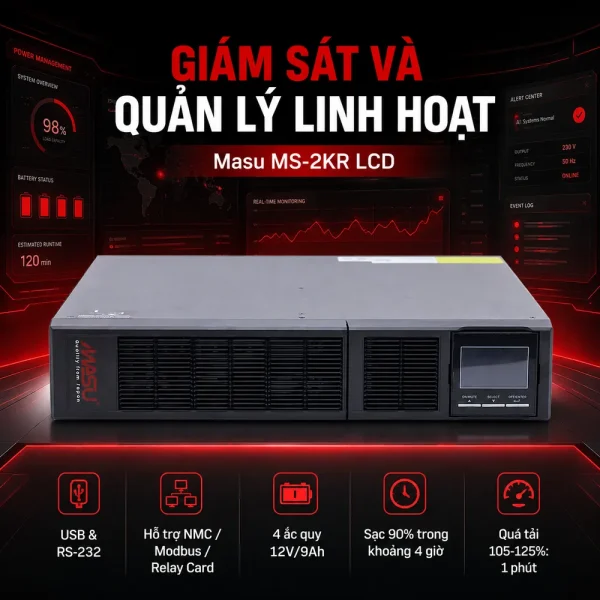 Bộ lưu điện UPS Online Rack Masu MS-2KR LCD