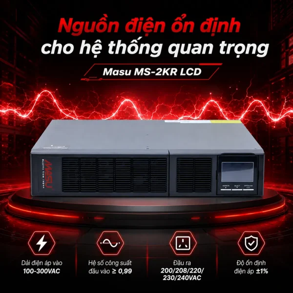 Bộ lưu điện UPS Online Rack Masu MS-2KR LCD