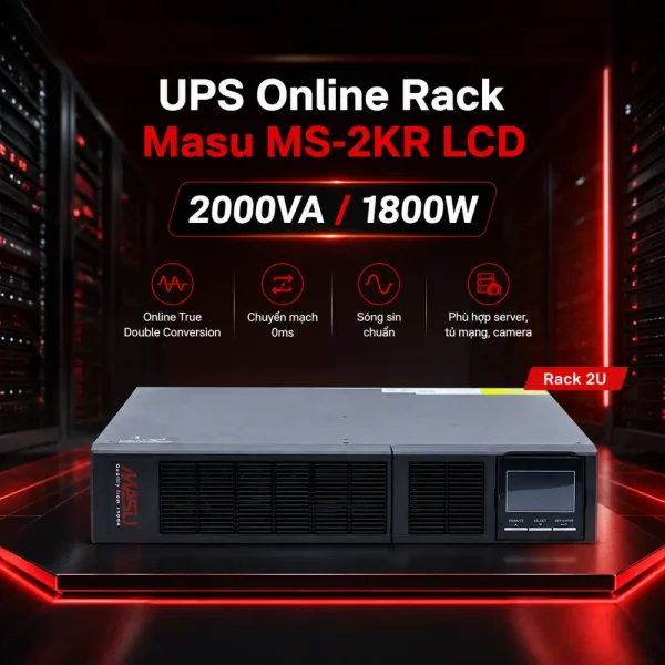 Bộ lưu điện UPS Online Rack Masu MS-2KR LCD