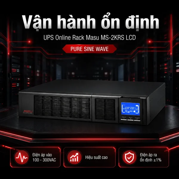 Bộ lưu điện UPS Online Rack Masu MS-2KRS LCD
