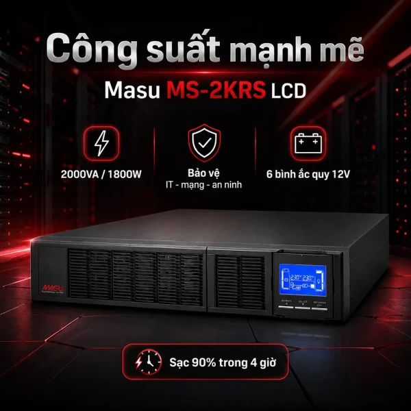 Bộ lưu điện UPS Online Rack Masu MS-2KRS LCD