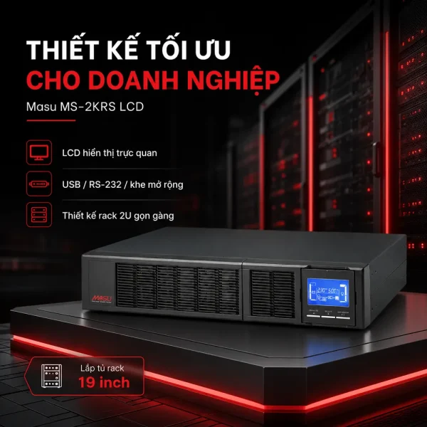 Bộ lưu điện UPS Online Rack Masu MS-2KRS LCD