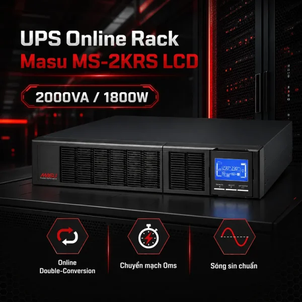 Bộ lưu điện UPS Online Rack Masu MS-2KRS LCD